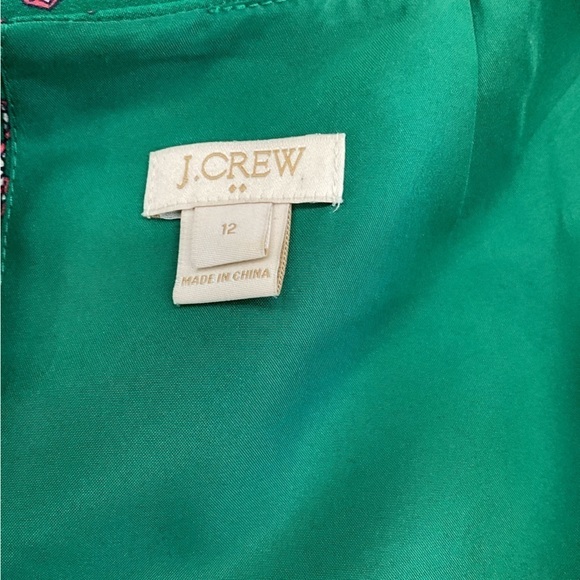 544 - J. Crew NWOT Green/Pink Midi Short Sleeve Dress, Size 12 - Picture 3 of 5